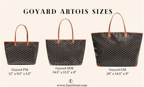 goyard tote bag sizes|Goyard artois pm vs mm.